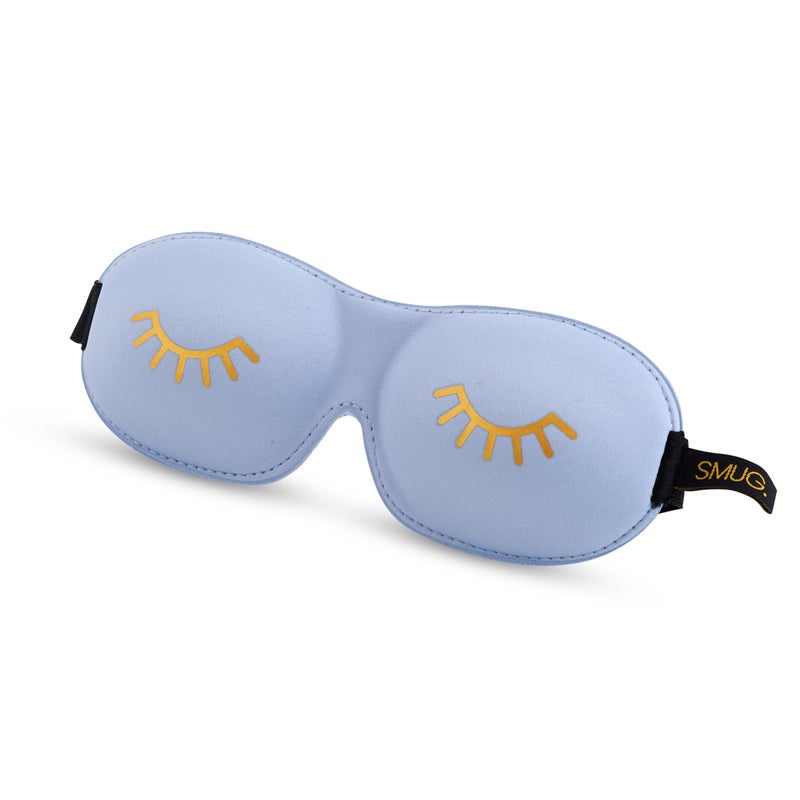 SMUG 100% Blackout Sleep & Eye Mask | Eyelash Extension Friendly | Eye Masks for Sleeping | Sleep Masks for Women & Men | Straps for Dream Comfort & Adjustability | Baby Blue Wink
